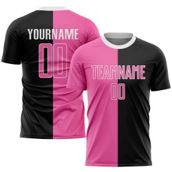 Mode Custom Fußball Split Pink-Weiß Jersey Uniform Schwarz Sublimation