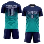 Marineblau-Weiß Fußballuniform Benutzerdefinierte Sublimation Jersey Aqua