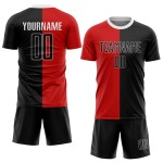 Sublimationstrikot Fußball Custom Fashion Uniform Split Schwarz-Weiß Rot