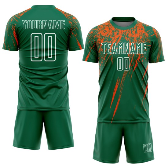 Jersey Kelly Sublimation Custom Orange-Weiß Fußball Grün Uniform