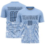 Blau Fußball Custom Geometrische Formen Sublimation Uniform Schwarz Licht Jersey