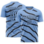 Benutzerdefinierte Licht Jersey Fußball Blau Uniform Sublimation Linien Punkte Und Schwarz