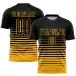 Uniform Custom Gold Sublimation Fußball Jersey Schwarz Nadelstreifen Verblassen Mode