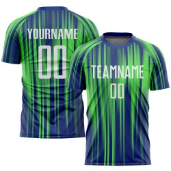 Grün Weiß-Royal Sublimation Custom Jersey Uniform Neon Fußball