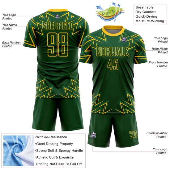 Fußball Jersey Custom Grün Sublimation Gelb Geometrische Formen Uniform