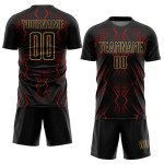Formen Fußball Rot-Alt Sublimation Gold Jersey Schwarz Benutzerdefinierte Geometrische Uniform