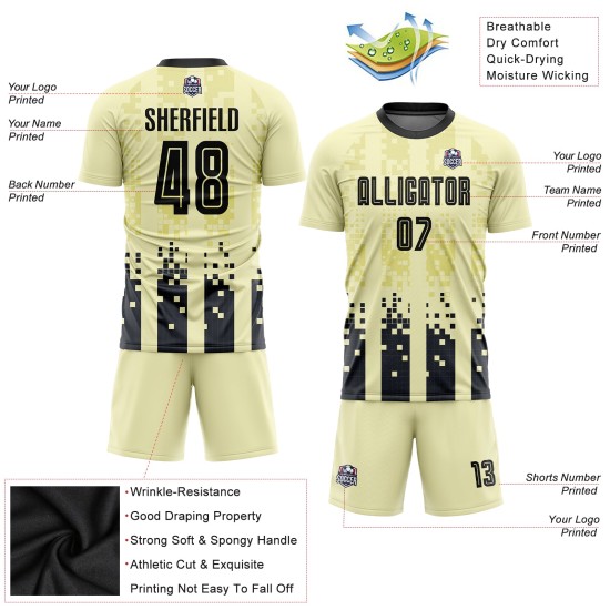 Heimtrikot Schwarz Creme Sublimation Custom Fußball
