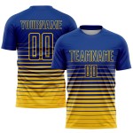 Uniform Nadelstreifen verblassen benutzerdefinierte Royal Yellow Fashion Fußball Jersey Sublimation