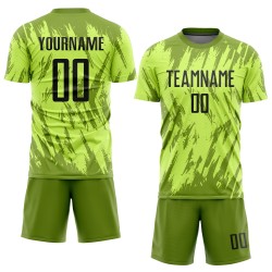Fußballtrikot Schwarz-Oliv Benutzerdefinierte Uniform Sublimation Neongrün