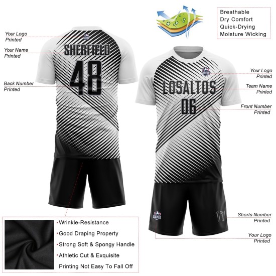 Fußball Sublimation Schwarz-Grau Jersey Weiß Custom Uniform