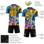Uniform Fußball Krawatte Custom Sublimation Jersey Gold-Schwarz Farbstoff