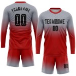Sublimation Grau Schwarz-Rot Lange Uniform Mode Benutzerdefinierte Ärmel Verblassen Jersey