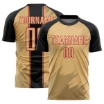 Fußballtrikot Alte Sublimation Uniform Sharp Schwarz-Rot Gold Benutzerdefinierte Formen