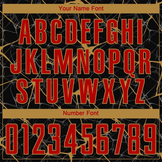 Fußball Rot-Alte Uniform Gold Sublimation Schwarz Custom Jersey