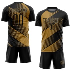 Fußballtrikot Gold Sublimation Uniform Schwarz Old Custom