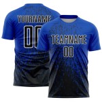 Kunst Custom Uniform Blau Sublimation Thunder Schwarz-Weiß Abstrakte Fußball Jersey Fragment