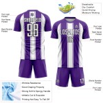 Benutzerdefinierte Fußball Weiß-Schwarz Lila Uniform Linie Jersey Sublimation