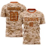 Fußball zu orange-braun Uniform Service Camo Sublimation Texas Salute Custom Jersey