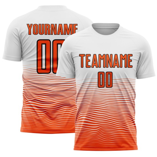 Jersey Sublimation Uniform Weiß Custom Line Gradient Orange-Schwarz Fußball